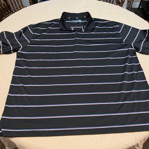 Men’s Roundtree and Yorke Performance black with strips Collared Polo Shirt 2xlt